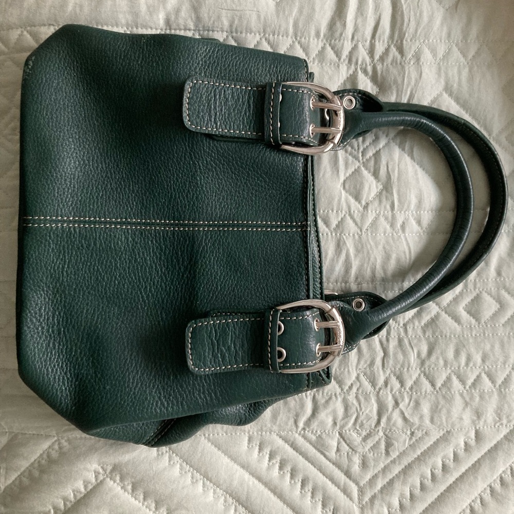 Tignanello Elegant Green Leather Handbag